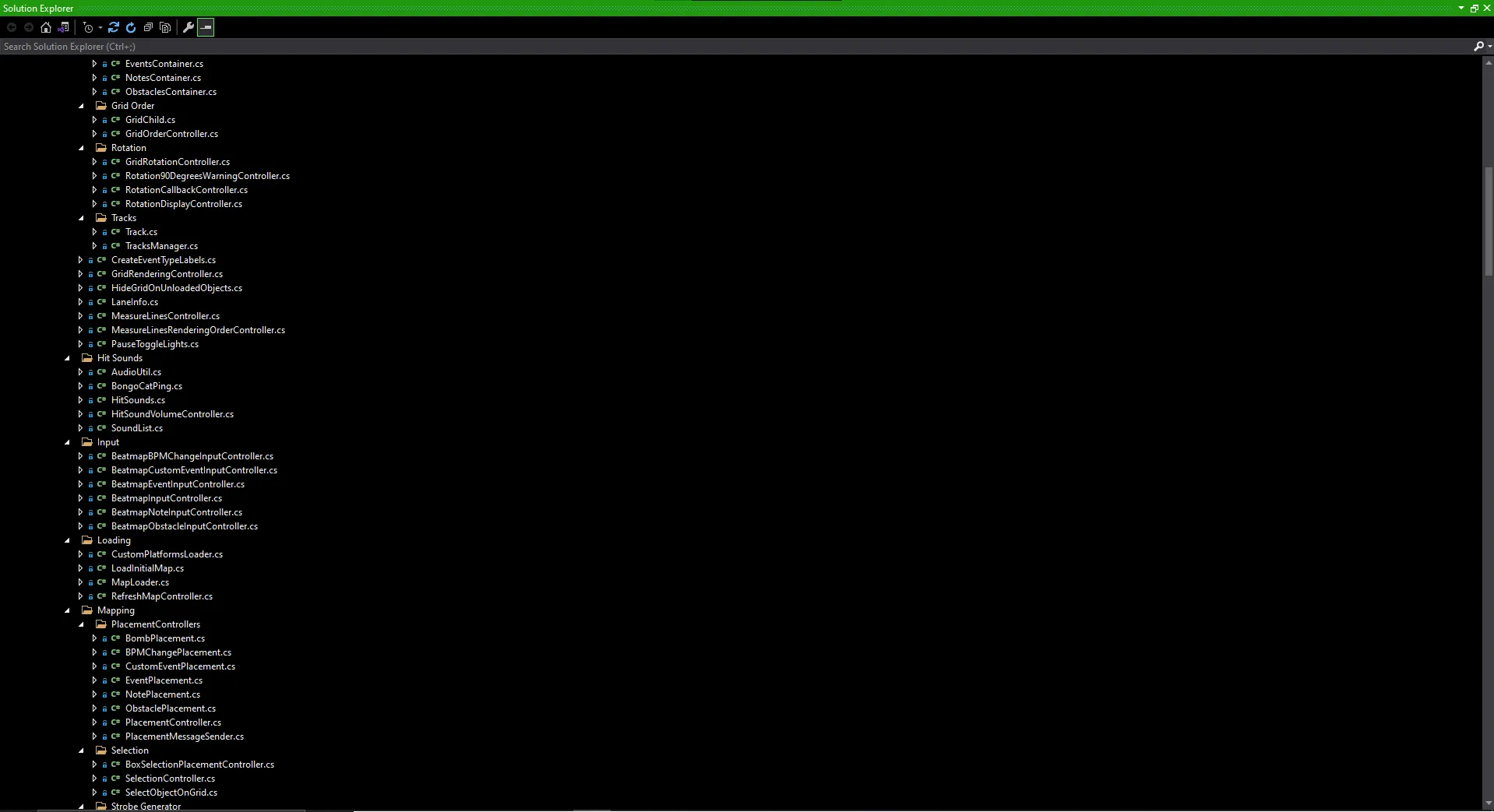 Screenshot of ChroMapper's code open in Visual Studio.