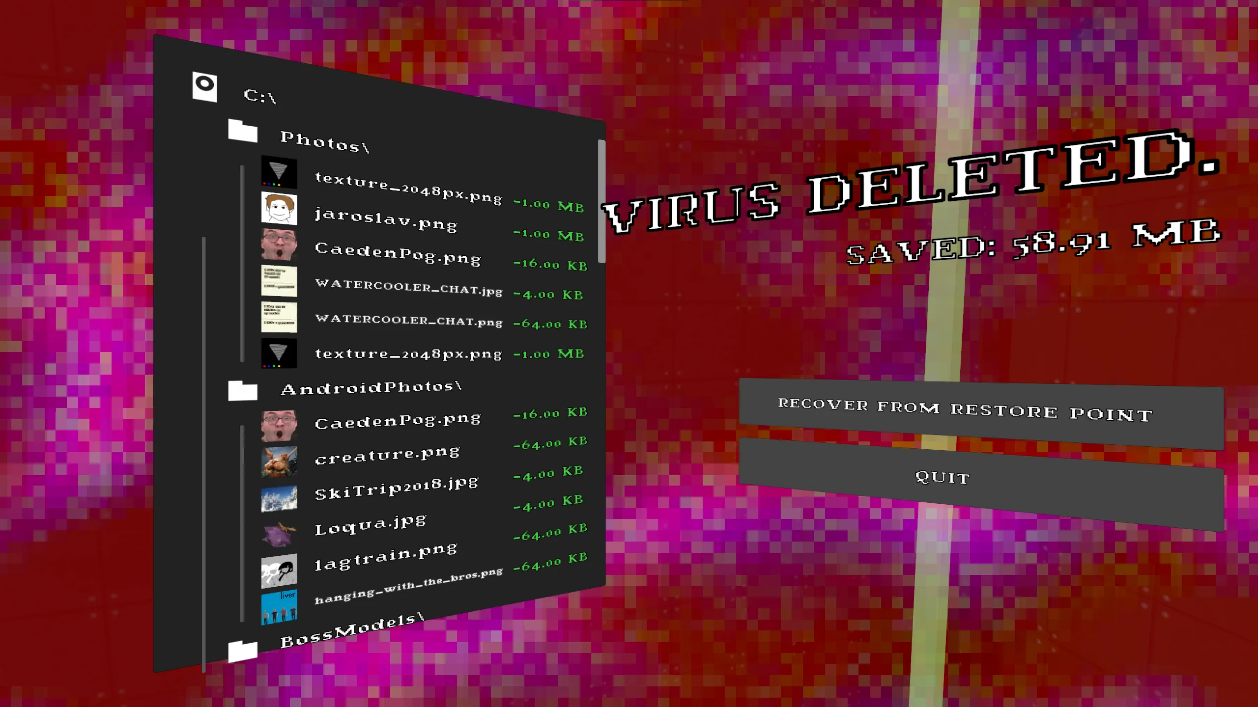 Game over screen.