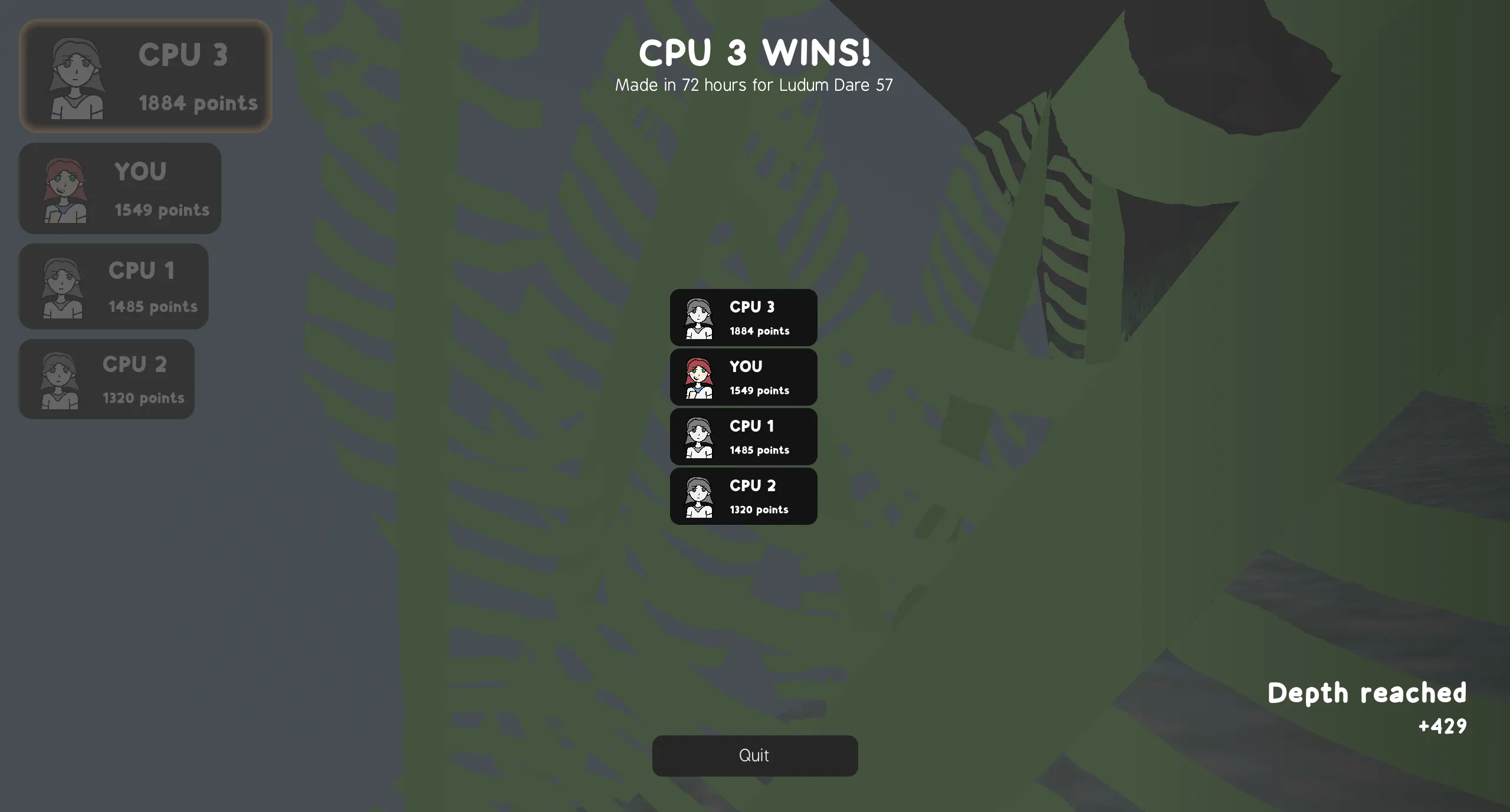 Screenshot of the end results screen.