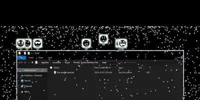 Animated graphic of hundreds of desktop pets movine around and jumping off of a File Explorer window.